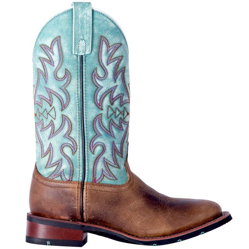 Laredo Womens Anita Embroidered Square Toe Casual Boots Mid Calf Low Heel 1-2" - Blue, Brown - Size 10 B - Image 1